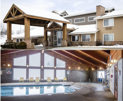 Exterior and Pool Interior of the Quality Inn in Atchison, KS