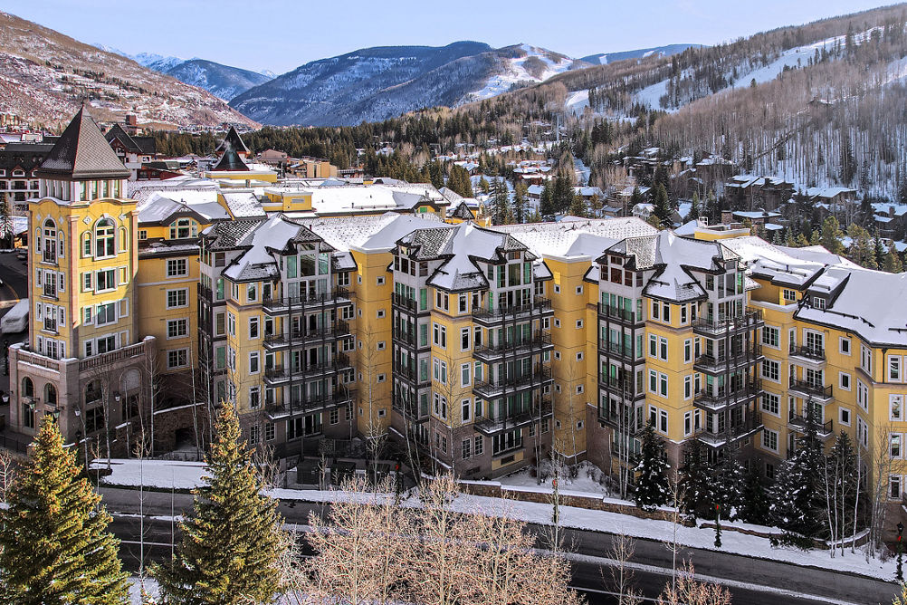 Winter 2023 Holiday Exterior of the Ritz Carlton at Vail