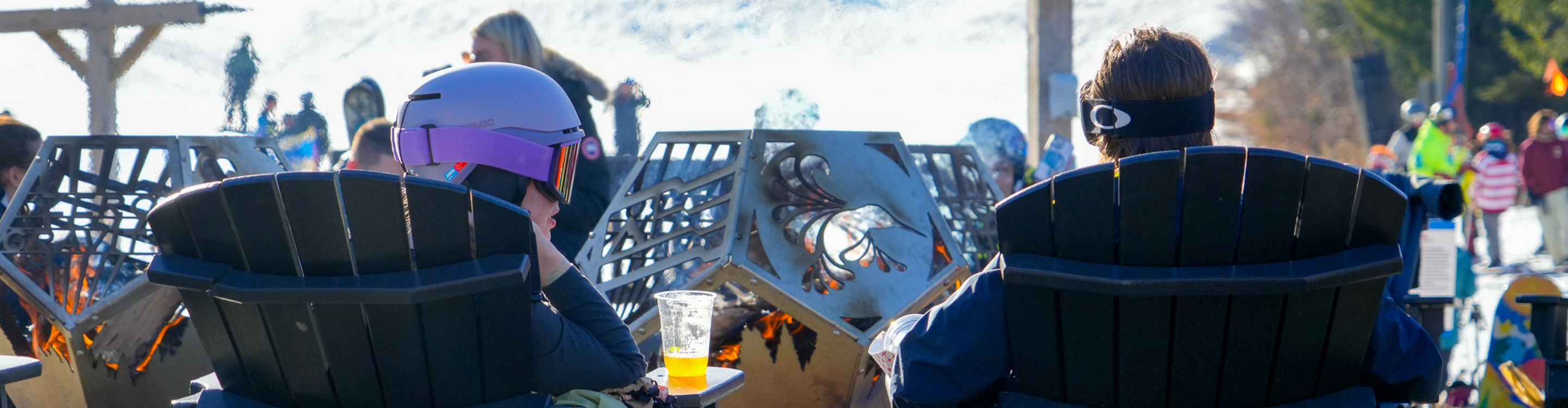 Resort Guests Lounging During Apres Outside of Zero Gravity Beer Garden at Mount Snow