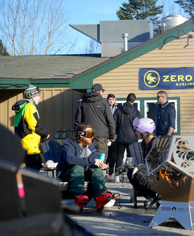 Resort Guests Lounging During Apres Outside of Zero Gravity Beer Garden at Mount Snow