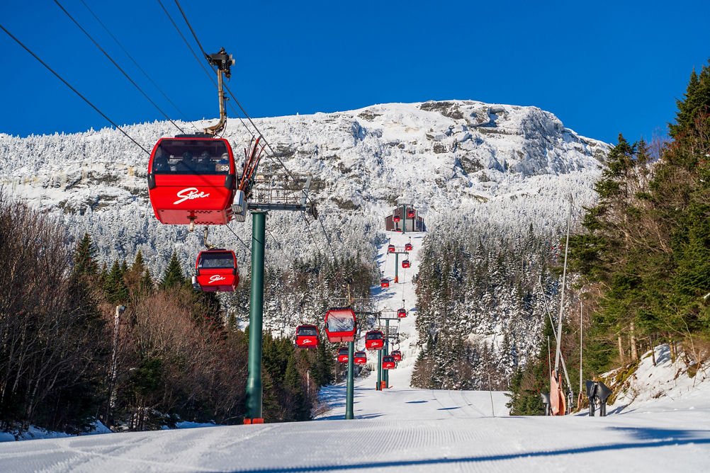 Bright Red Gondolas in Operation on a Bluebird Day at Stowe
