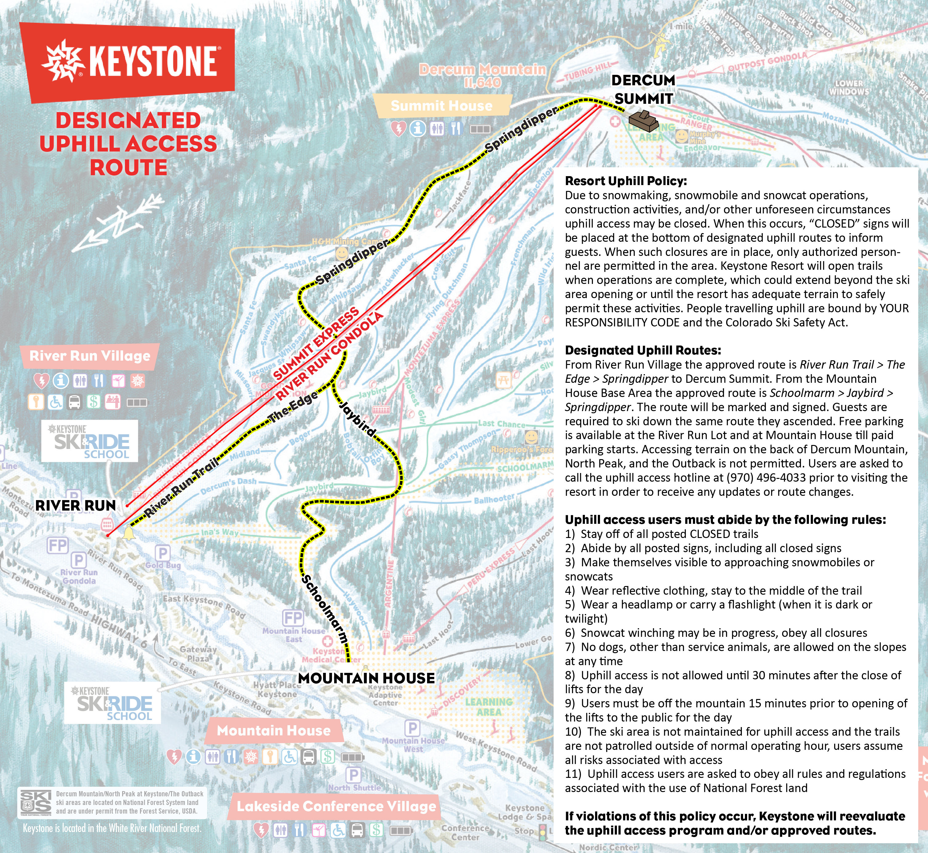 Keystone Winter 2023-24 Uphill Access Route Map