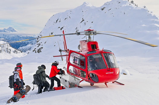 Whistler Heli-Skiing During a Bluebird Day Outside of Whistler Blackcomb