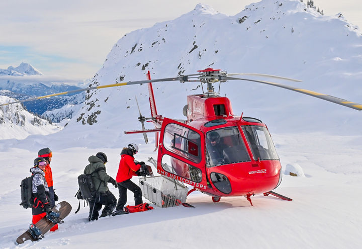 Whistler Heli-Skiing During a Bluebird Day Outside of Whistler Blackcomb