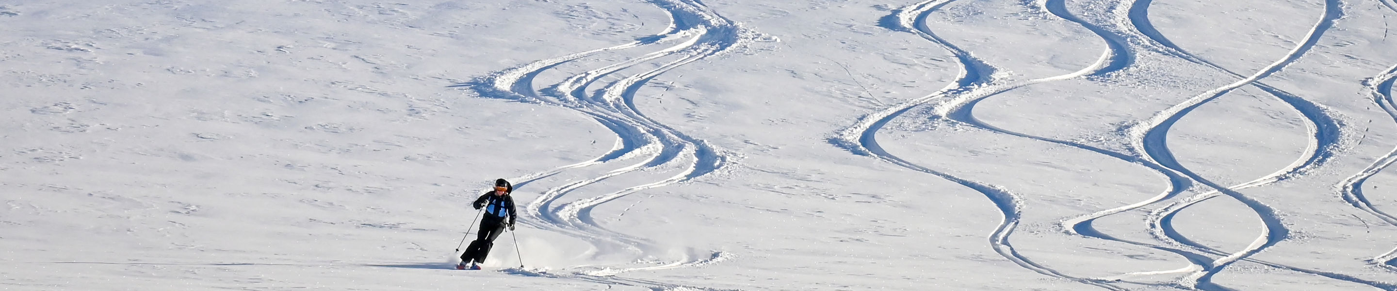 Whistler Heli-Skiing Participant Skis Down Advanced Terrain On a Bluebird Day Outside of Whistler Blackcomb