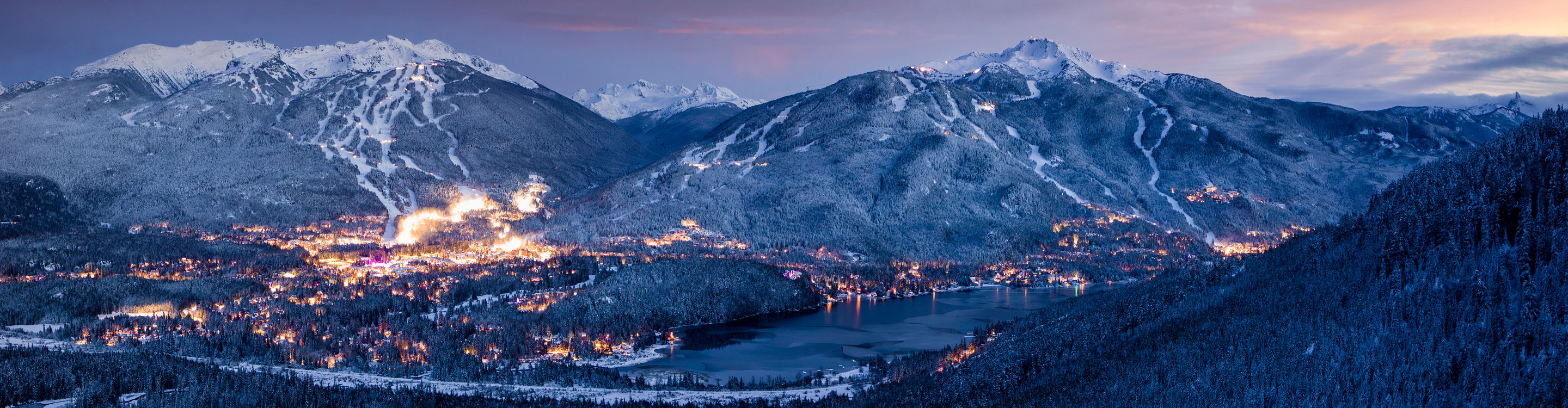 Aerial View of Snowy Whistler Blackcomb
