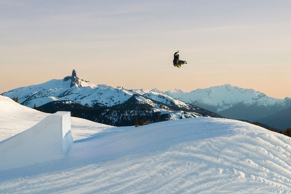 Snowboarders Jump at Whistler Blackcomb Terrain Park