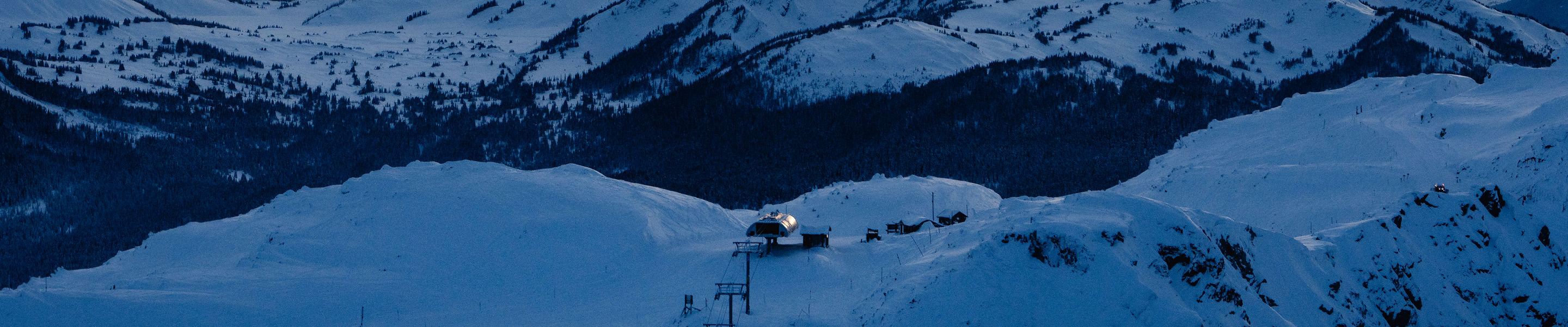 Aerial of Whistler Blackcomb Taken from Drone During Dusk