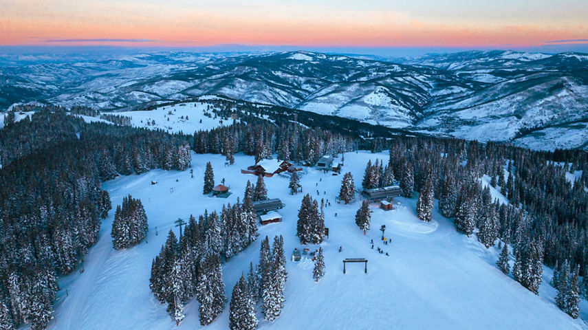 Aerial Sunset View of the Top of The Legendary Back Bowls at Vail