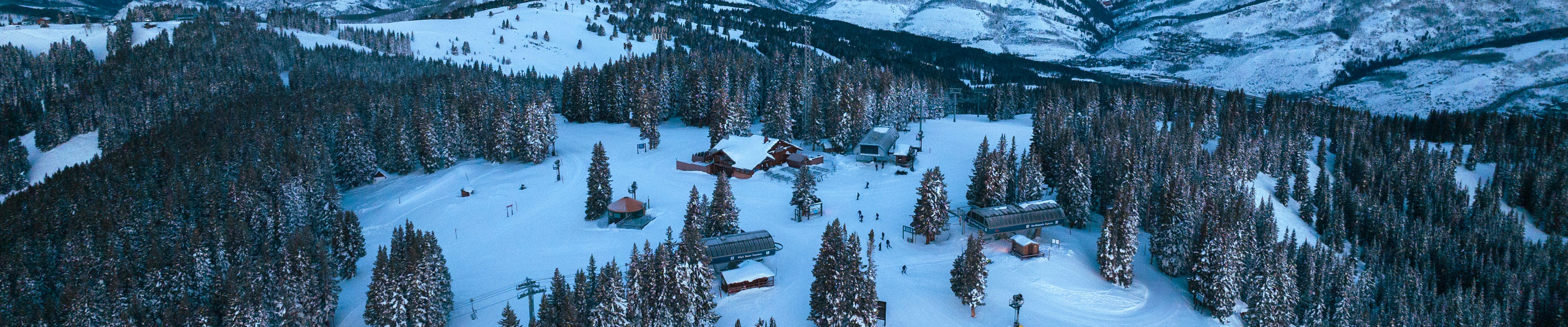 Aerial Sunset View of the Top of The Legendary Back Bowls at Vail