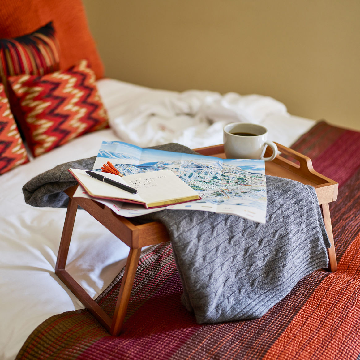 Still Life Shot of Journal, Map and Coffee at Crested Butte Lodge