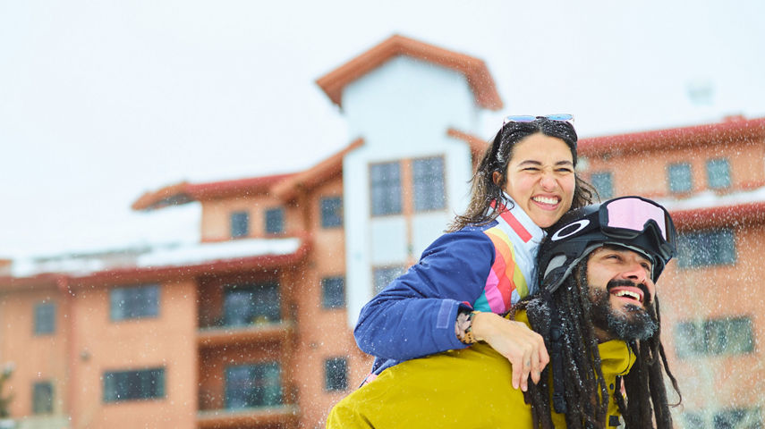 Friends Piggyback to the Slopes at Crested Butte