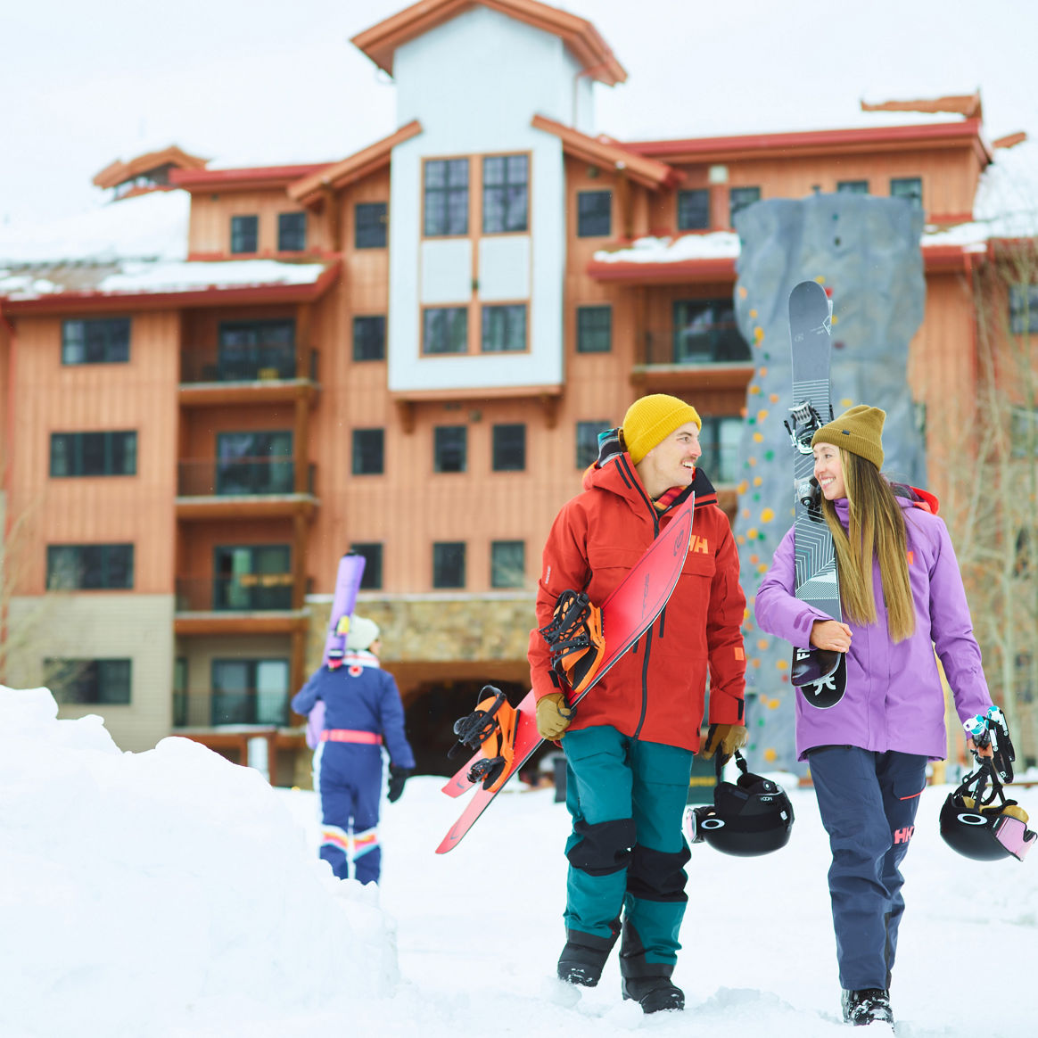 Group of Friends Walk to the Slopes at Crested Butte