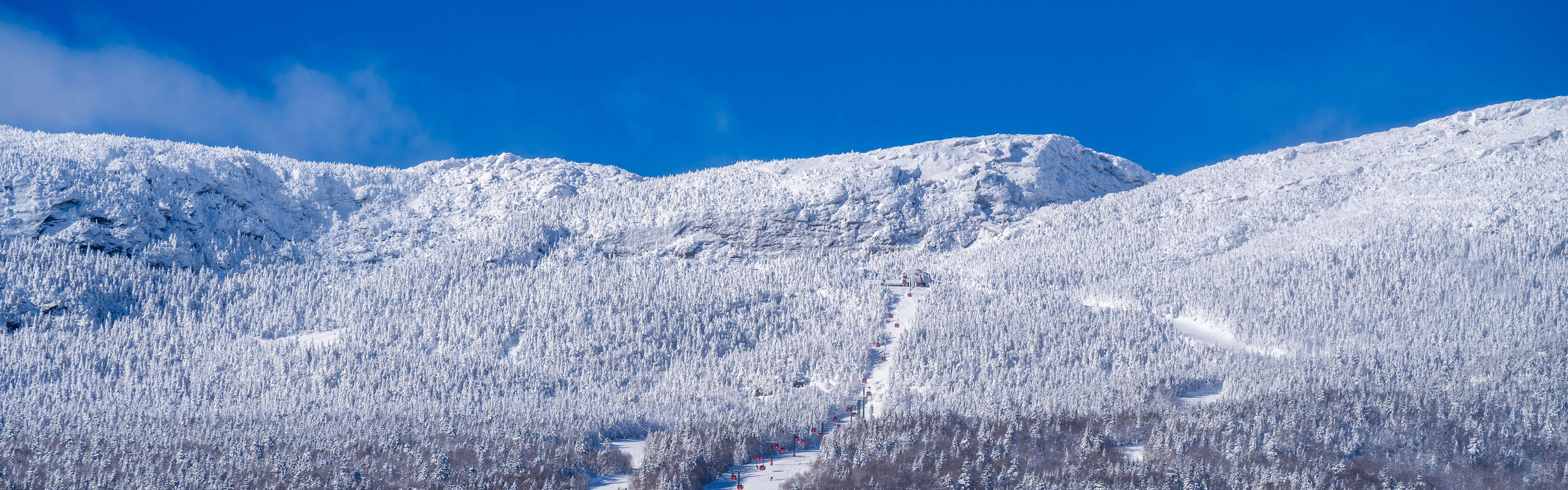 Scenic View of Stowe Mountain on a Bluebird Day