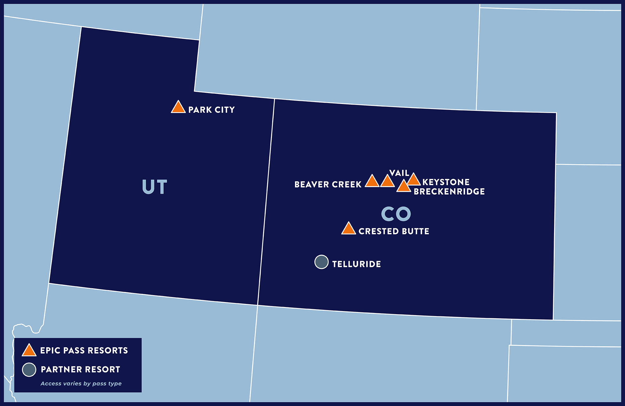 map of Rocky mountain ski resorts