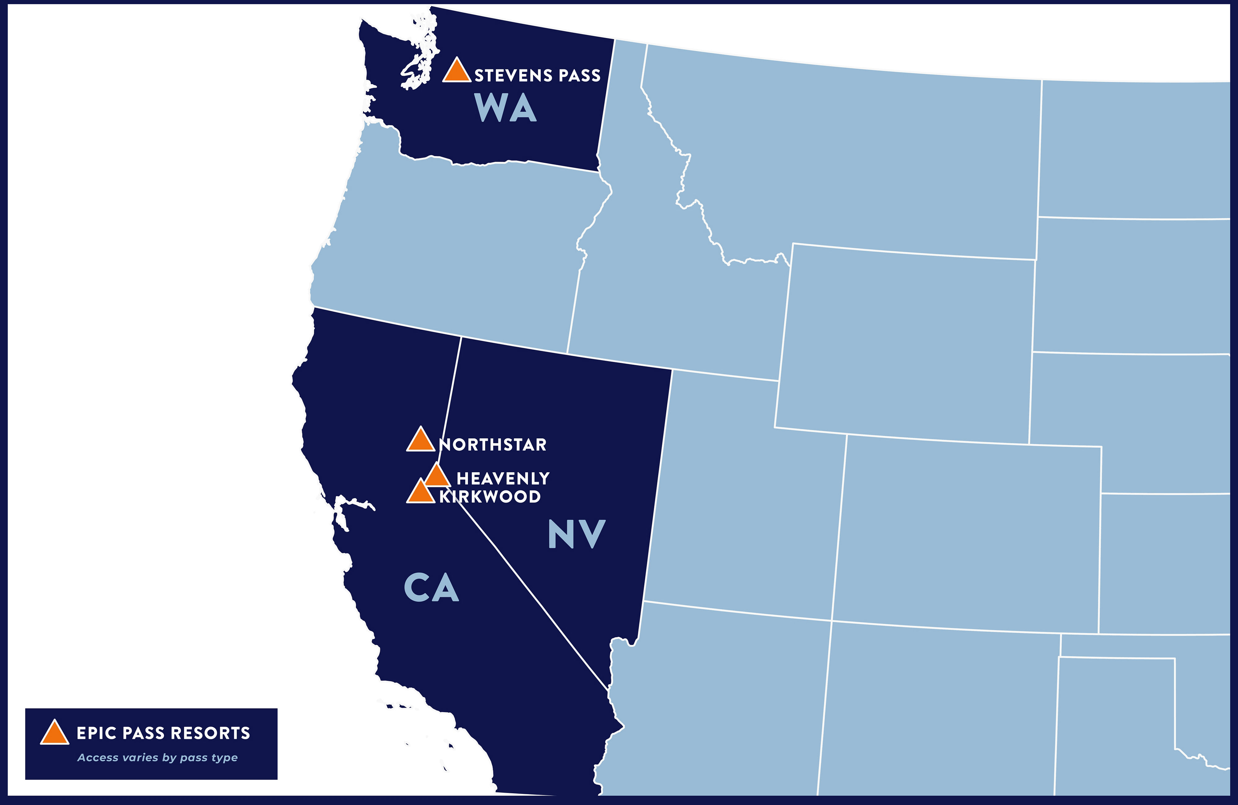 map of West region ski resorts