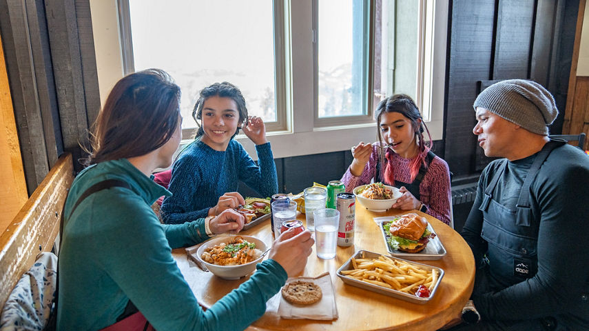 Family Enjoys Lunch in Between Skiing at Keyston'e Summit House