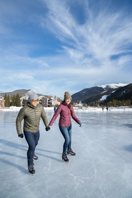Ice Skating Couple on Lakeside rink at Keystone