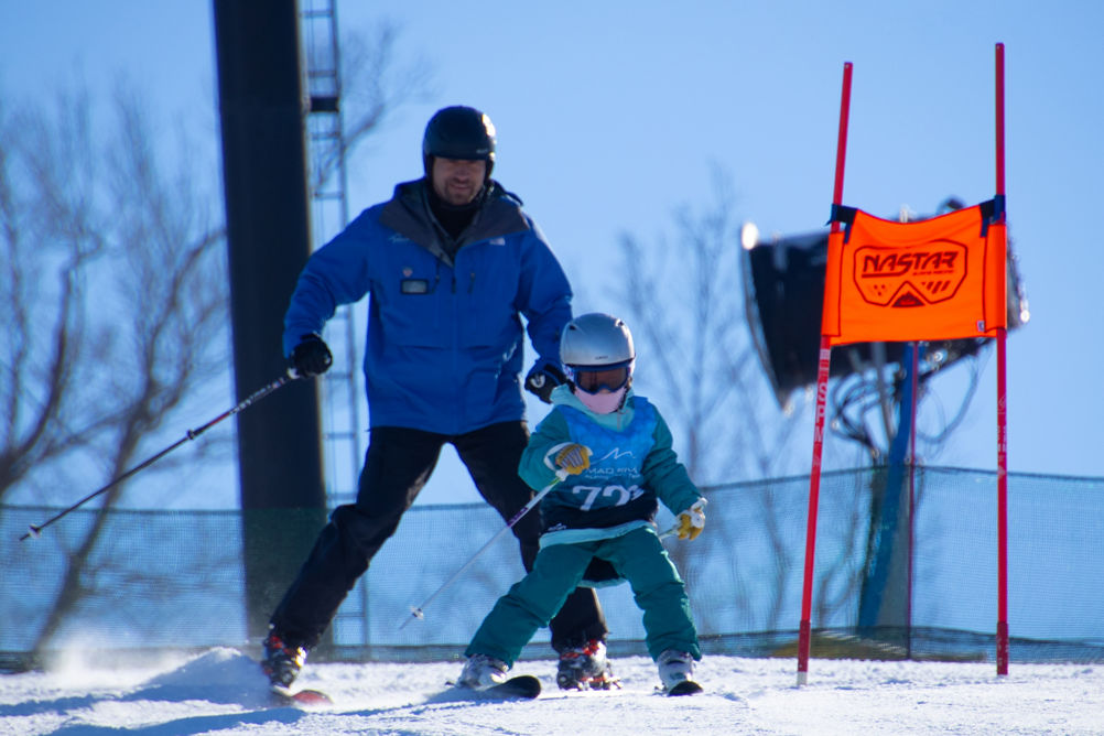 Child Takes Ski Lesson at Mad River Mountain