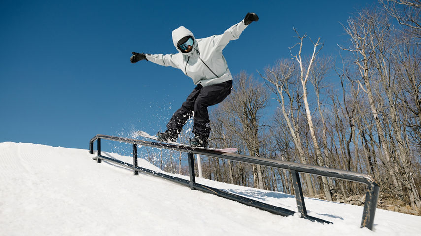 Snowboarder Dialed In at Seven Springs Terrain Park