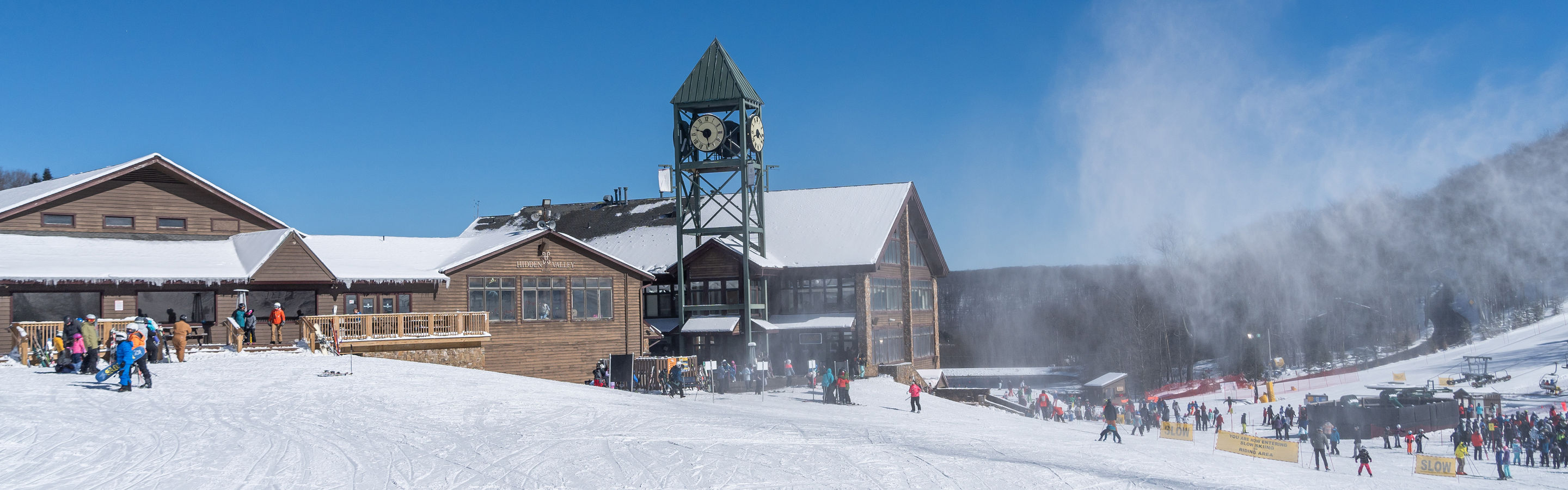 Scenic Shot of Snowy Hidden Valley-PA Clock Tower