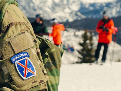 10th Mountain Division Patch Detail on Uniform During Legacy Parade Event