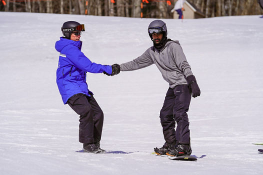 Ski Instructor Guides Adult at Mount Sunapee Ski Ride School