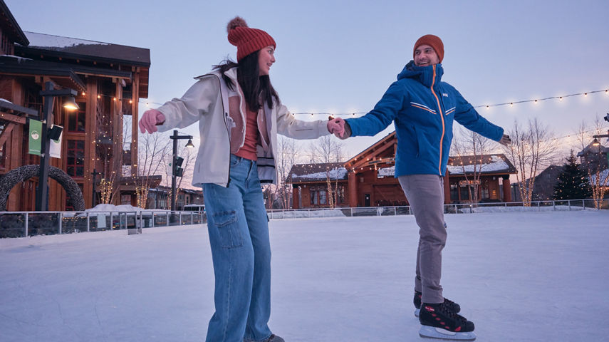 Father and Daughter Ice Skating at Stowe
