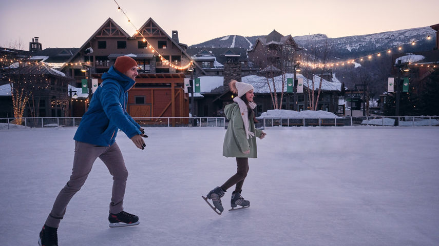 Father and Daughter Ice Skating at Stowe