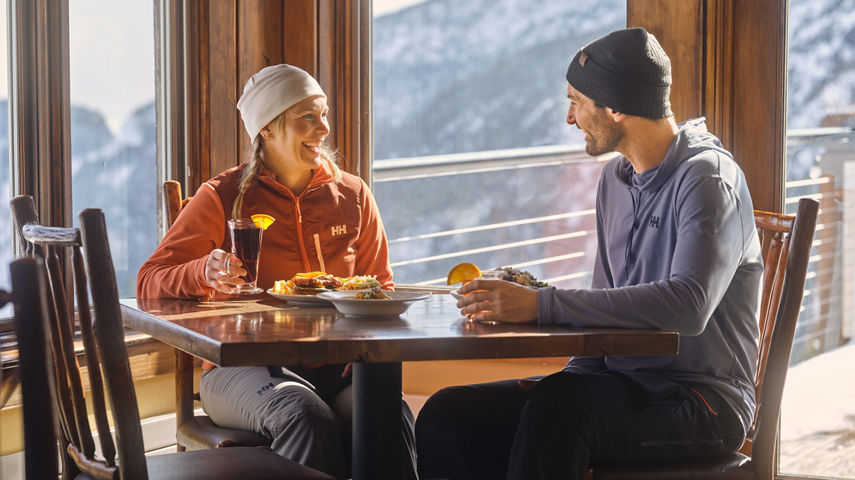 Couple Having Lunch at Stowe Cliff House Restaurant