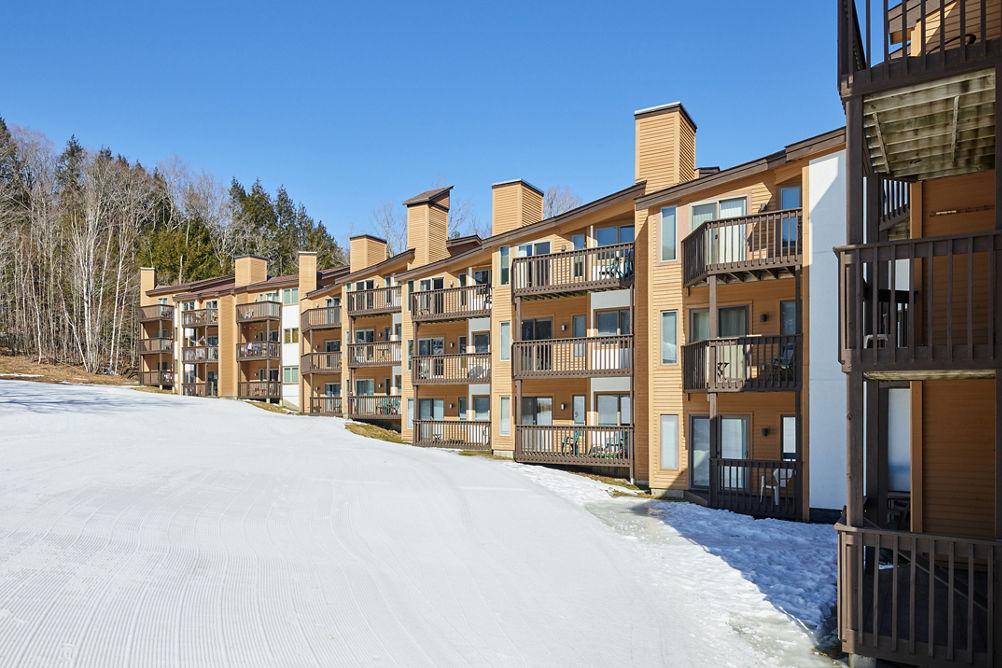 Exterior View of Snowy Mountain Lodge at Okemo