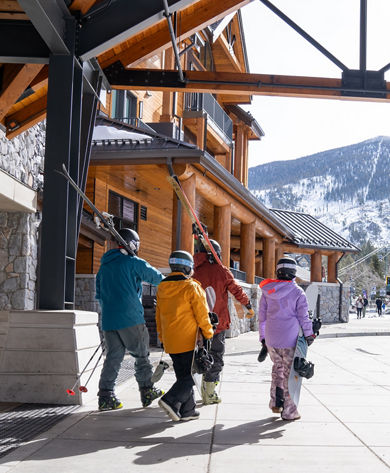 Group of Friends Walking Around Heavenly Base Area with Ski Gear