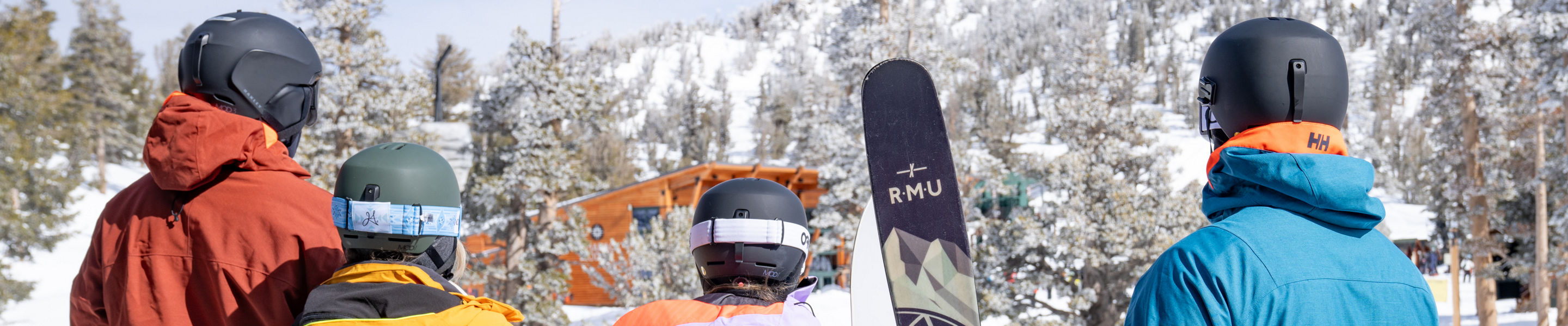 Group of Friends Chatting on Cafe Blue Deck at Heavenly