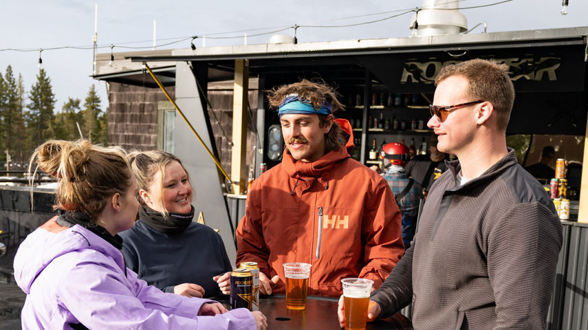 Group of Friends Enjoy Apres at Heavenly Rockstar Bar
