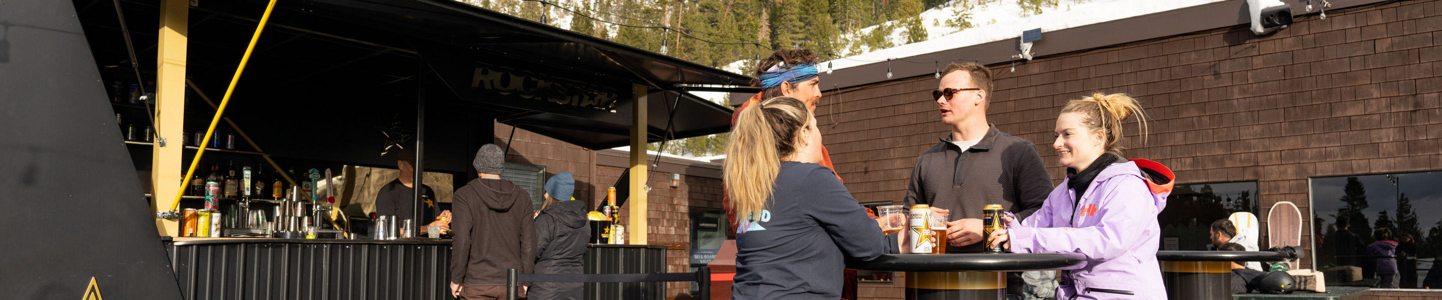 Group of Friends Enjoy Apres at Heavenly Rockstar Bar