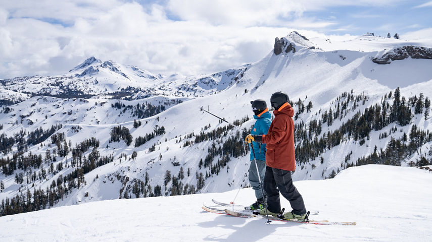 Friends Take Break from Skiing and Riding and Gaze at Scenic Kirkwood