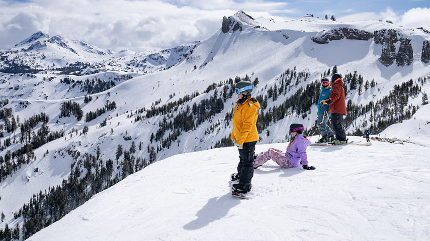 Friends Take Break from Skiing and Riding and Gaze at Scenic Kirkwood