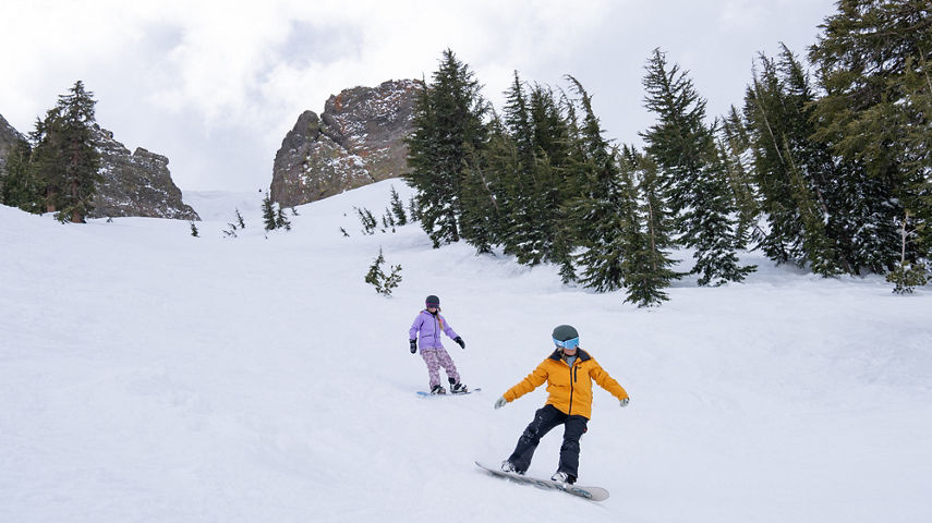 Women Snowboarding at Kirkwood