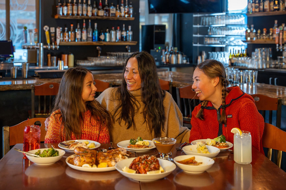 Mom and Daughters Eat Dinner at Northstar Wild Pine