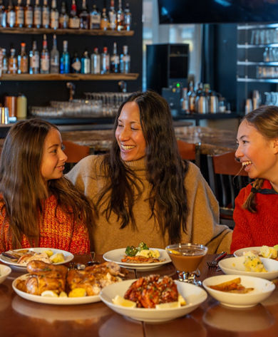 Mom and Daughters Eat Dinner at Northstar Wild Pine