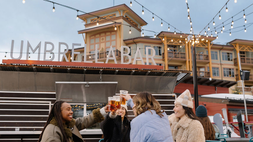Group of Women Cheers at Park City Umbrella Bar