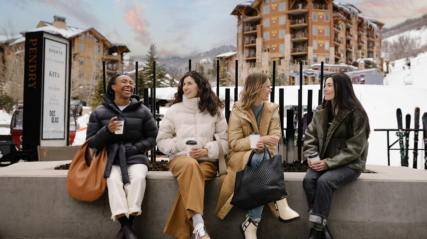 Group of Women Explore Park City Pendry Plaza