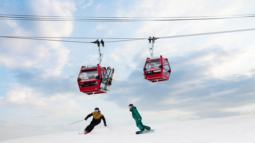 Friends Skiing and Riding at Park City