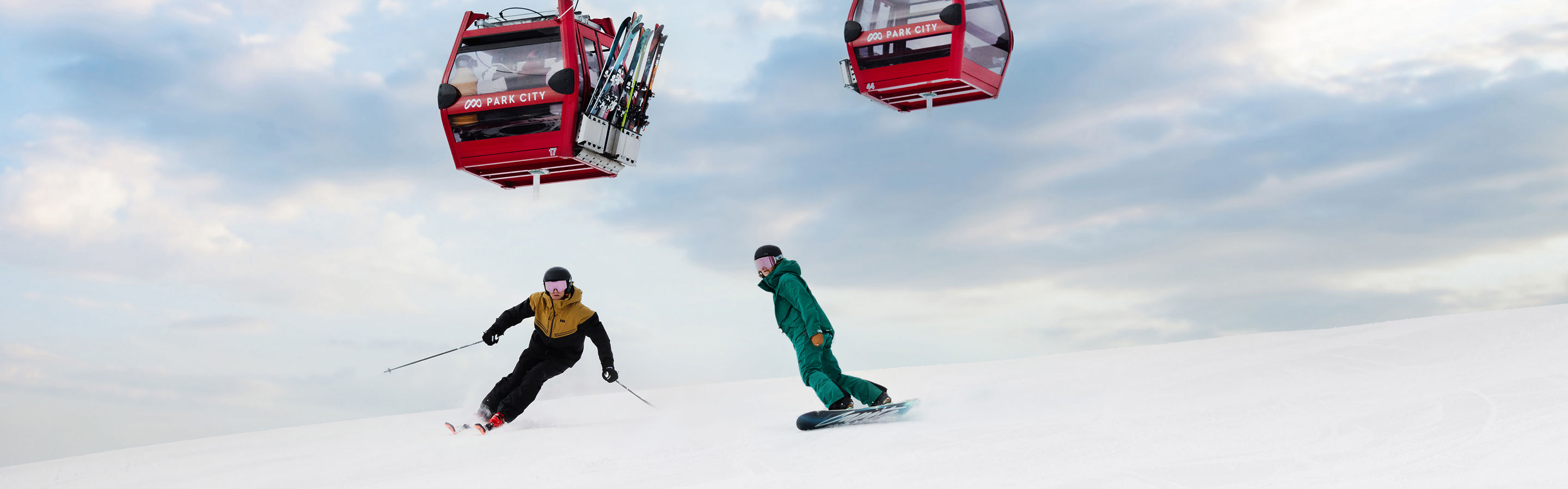 Friends Skiing and Riding at Park City