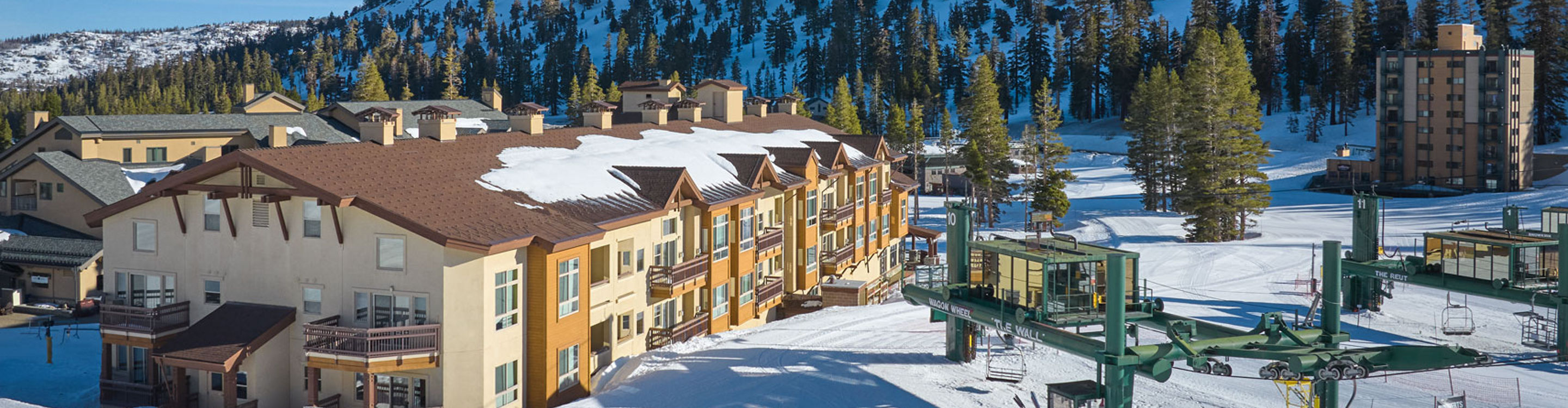 Snowy Spring Exterior of Mountain Club at Kirkwood