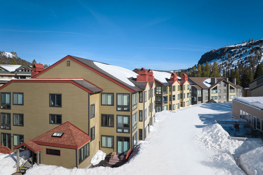 Snowy Spring Exterior of Sun Meadows at Kirkwood