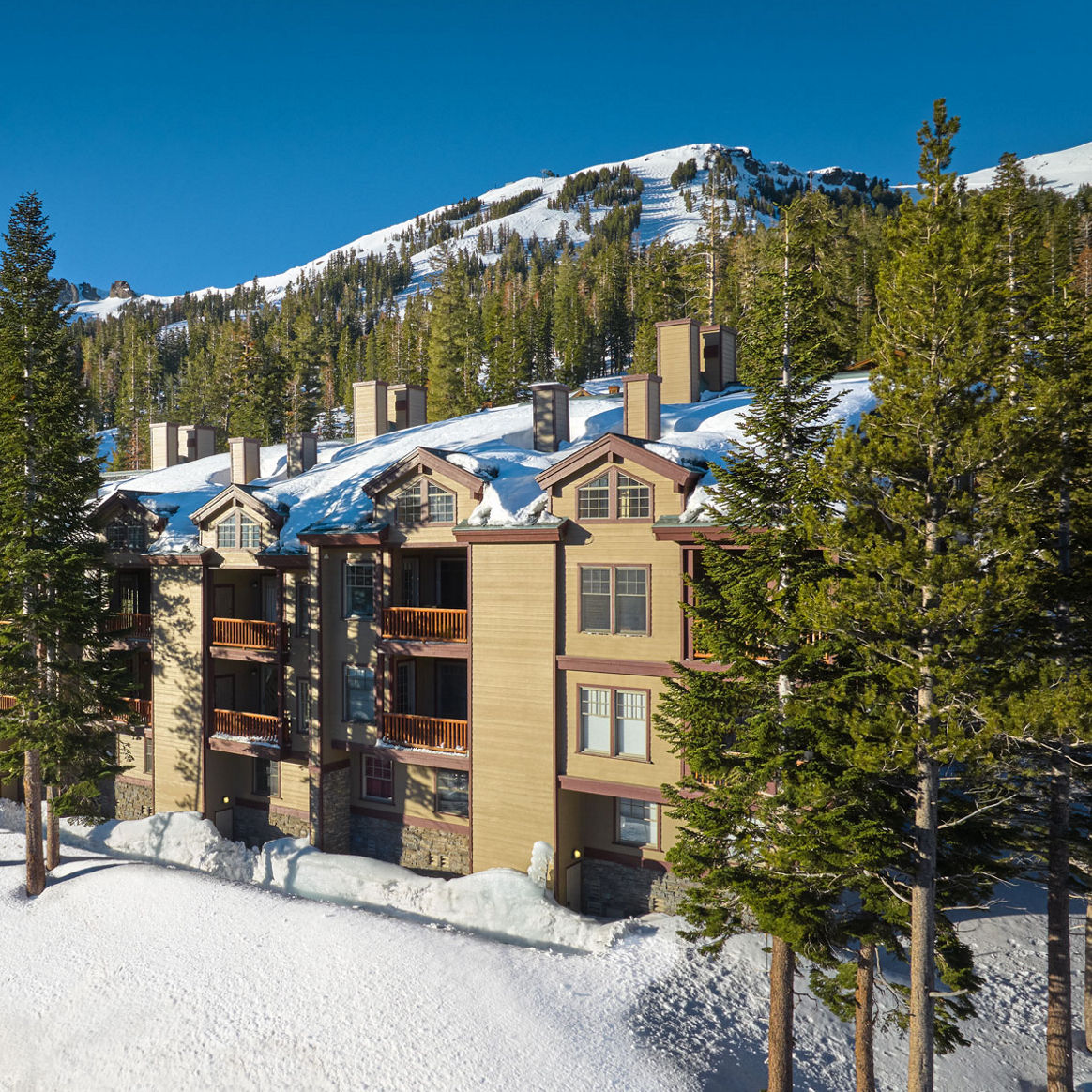 Snowy Spring Exterior of Timber Ridge at Kirkwood