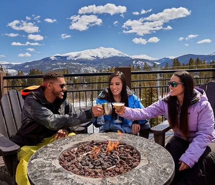 Friends Enjoy Apres Fireside at Breckenridge Sevens