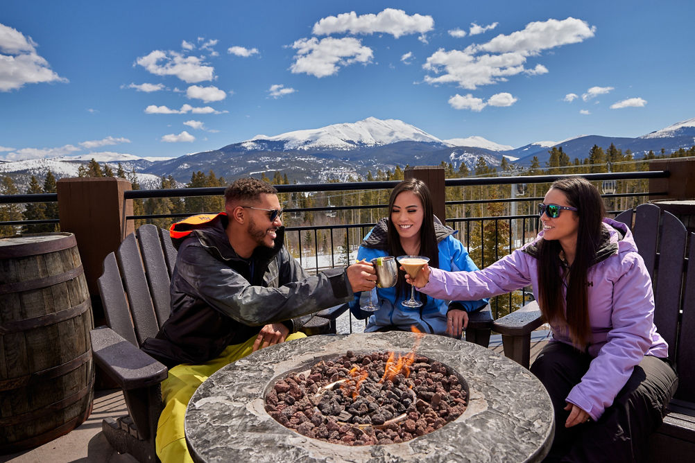 Friends Enjoy Apres Fireside at Breckenridge Sevens
