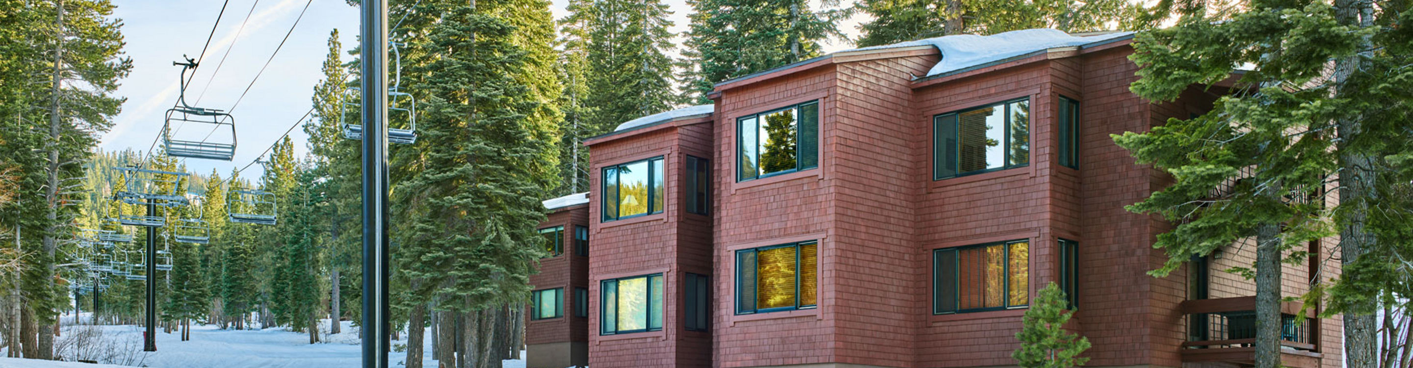 Snowy Spring Exterior of Ski Trail Condos at Northstar